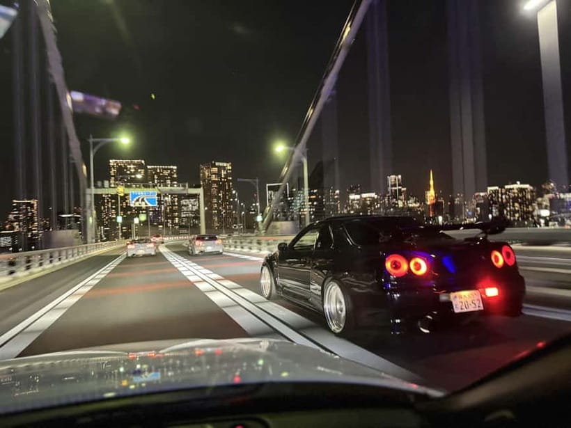 Daikoku & Tokyo JDM Night Tour in R34 or TopSecret R35 GT-R - Umihotaru Car Meet option plus Tokyo Tower stop