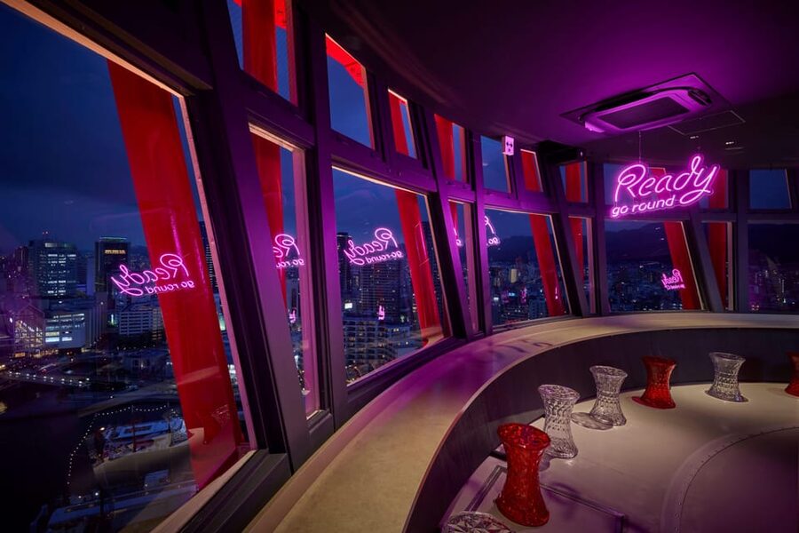 Kobe: Port Tower Admission Ticket - Light-themed museum plus a cafe with a rotating floor
