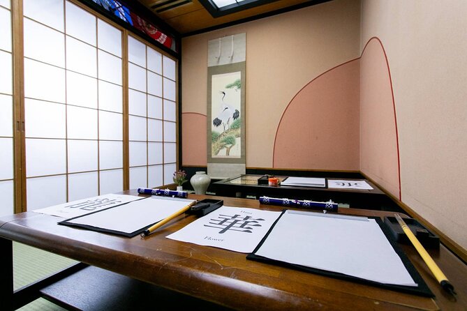 Learning Zen of Japanese Calligraphy in kimono near Osaka Castle - Shodo and Zen Vibes Right by Osaka Castle