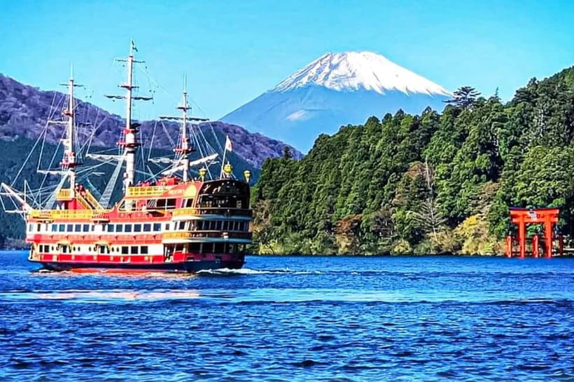 Mt.Fuji Hakone Day Tour With Lake Ashi Cruise, FREE Ropeway - Hakone Shrine: Cedar Forest, Mossy Steps, and the Torii-Framed Fuji