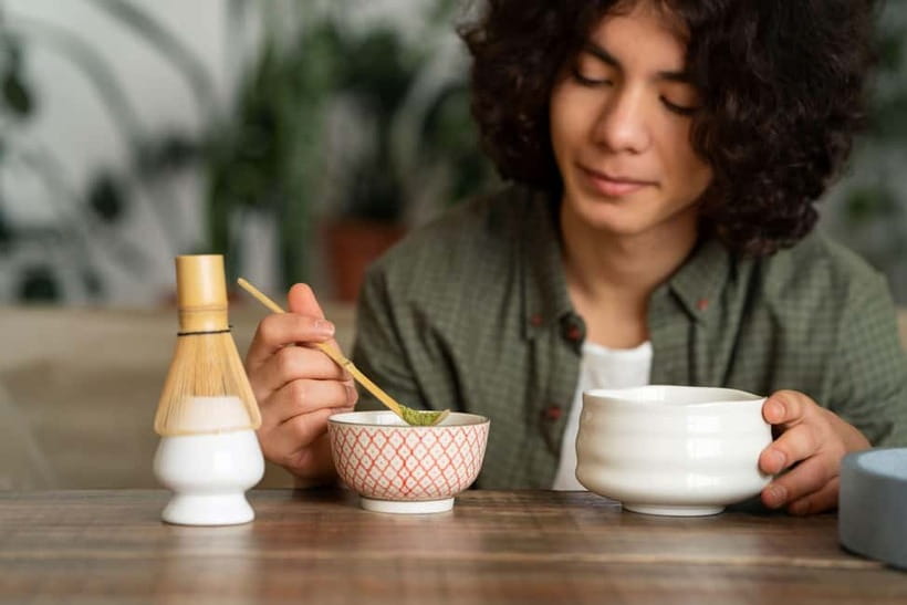 Osaka; Japanese Tea ceremony experience, Macha and Sencha - Matcha Step One: Watching Preparation, Then Making Tea Yourself
