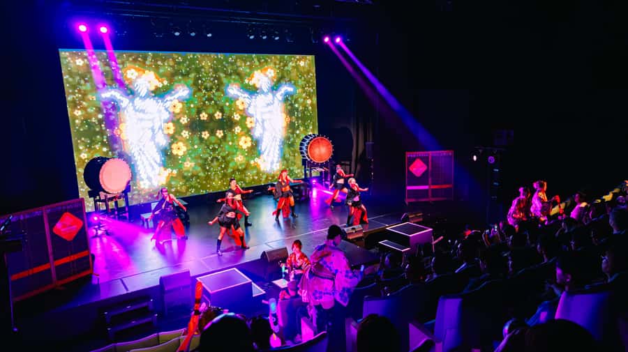 OSAKA NIGHT FUSION Japanese Taiko Kabuki Samurai Dance Show - The Venue Feel: Tempo Harbor Theater as a Night-Out Stop