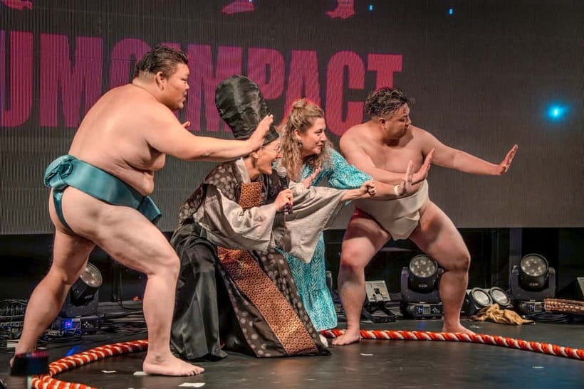 Osaka:SUMO BEATS SHOWCASE: Taiko Drum and Wagyu burger! - Learning sumo through technique, history, and instrument rhythm