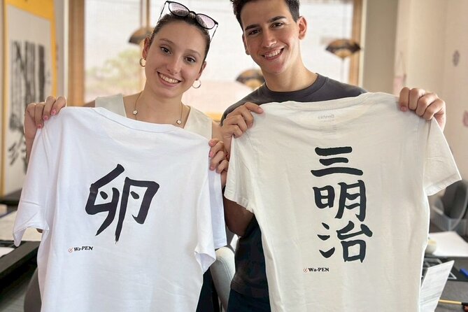 Tokyo Asakusa:Calligraphy & Make T-shirt Activity - Writing a postcard message for your trip memories