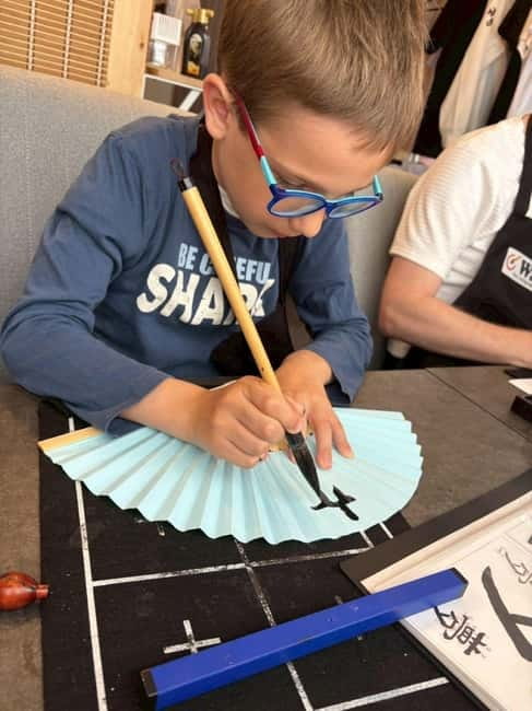 Tokyo:Calligraphy &Make your original folding fan in Asakusa - Hiragana mindset, plus Kanji writing for meaning