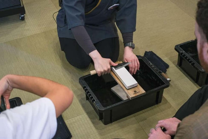 Tokyo: Knife Making Workshop (Sharpening, Engraving) - Sharpening practice with real coaching (not guesswork)