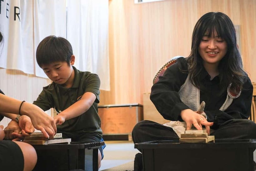 Tokyo: Knife Making Workshop (Sharpening, Engraving) - Your 90 minutes: tea first, then sharpening, engraving, and assembly