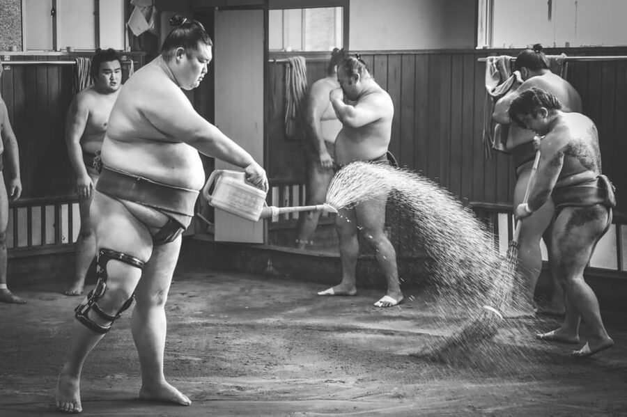Tokyo: Not a show- a professional sumo practice with experts - Photos with the wrestlers, plus Q&A that turns curiosity into real answers
