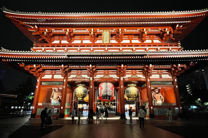 Yanaka and Asakusa Walk around DOWNTOWN TOKYO like a local - Senso-ji at Night: Temple Gate Lanterns and Tokyo Skytree Views